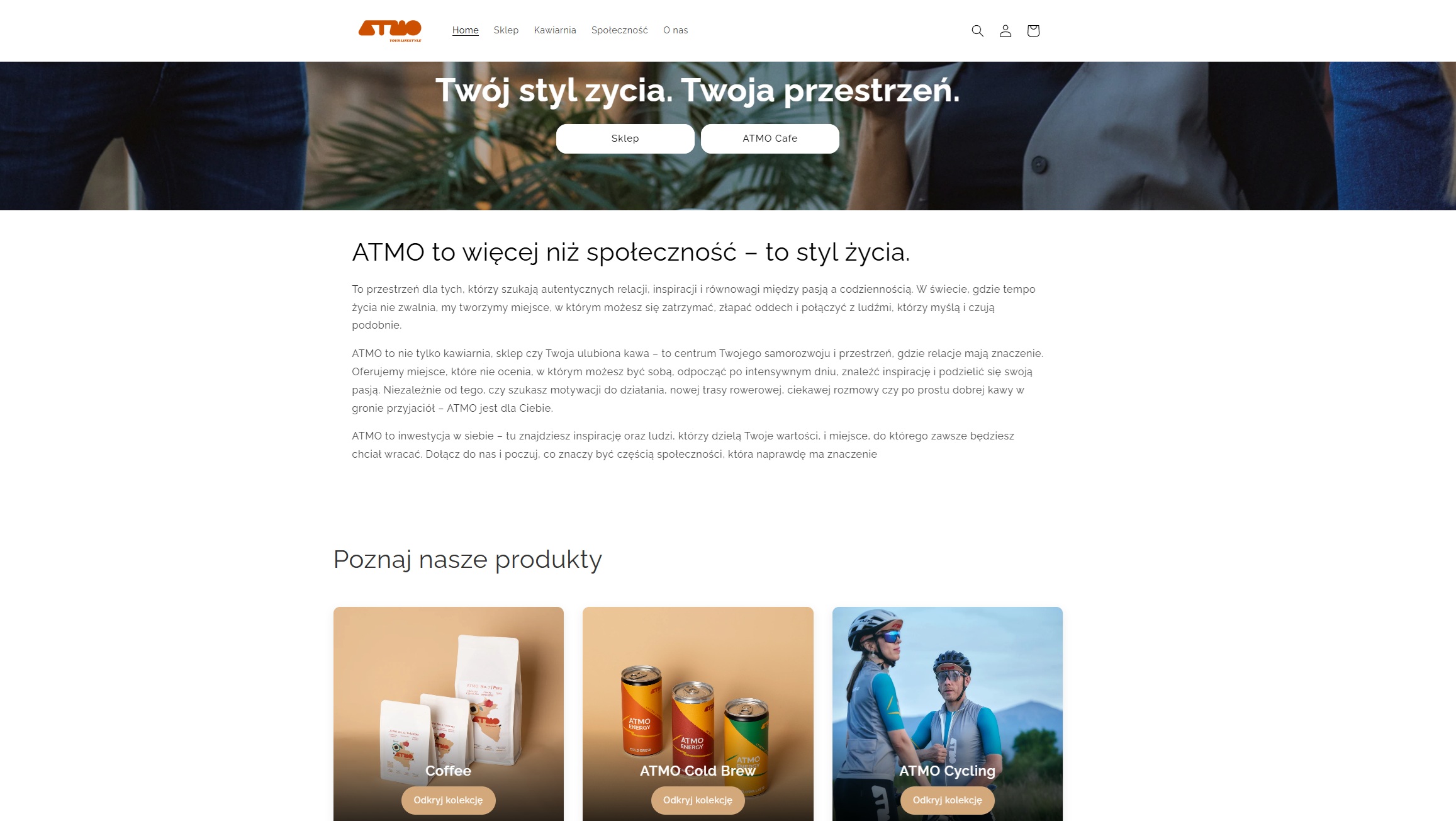 Atmo - Shopify store homepage