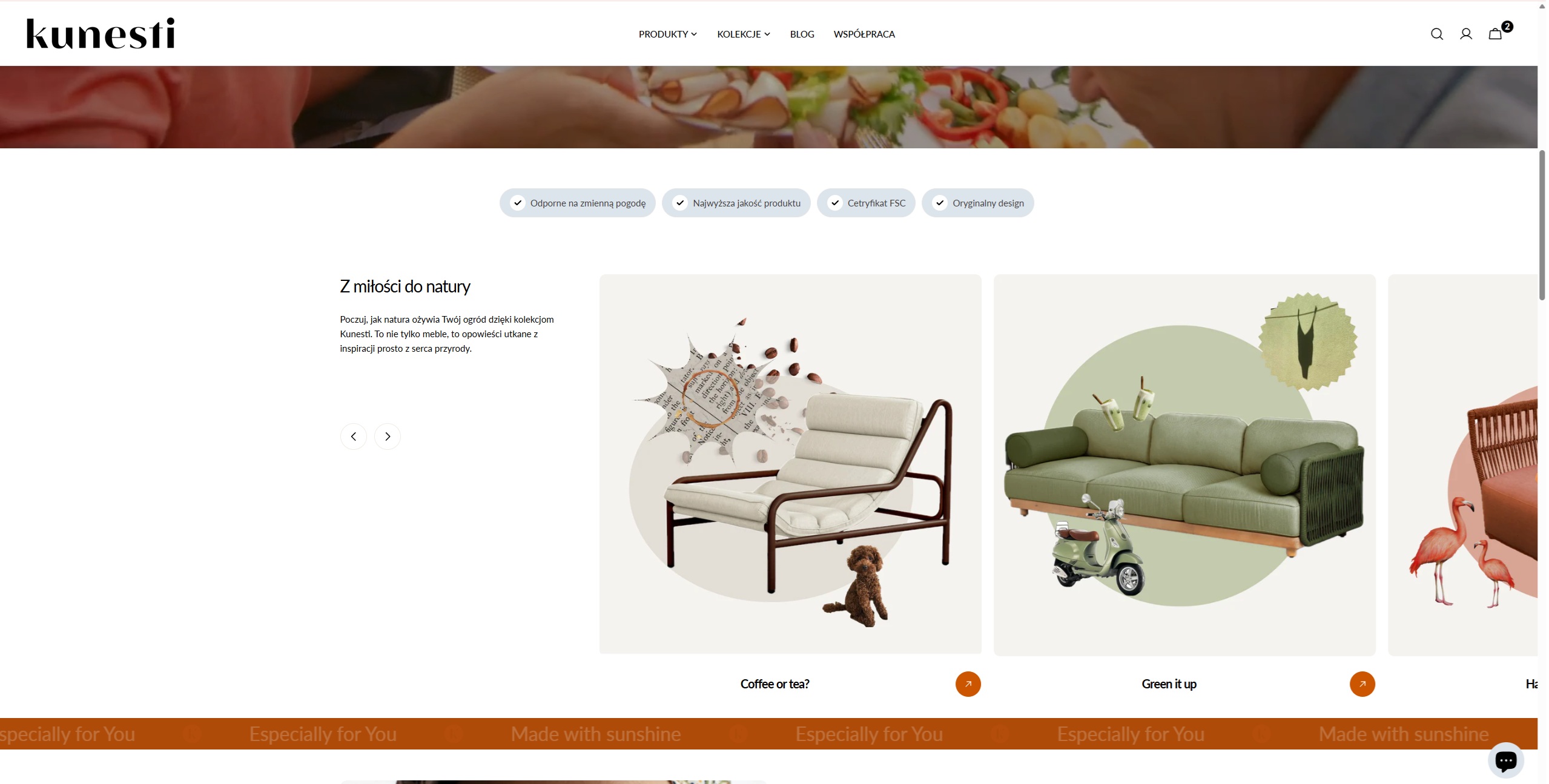 Kunesti - Shopify store homepage